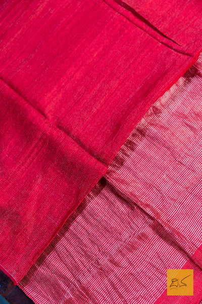 Red Resham Matka Tissue Handwoven Saree