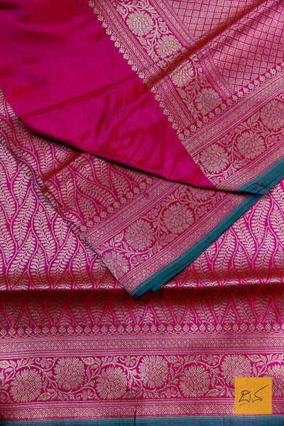 Rani Pink Brocade Banarasi Katan Silk Saree