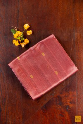 Rust Pink Chanderi Pure Silk Handwoven Saree