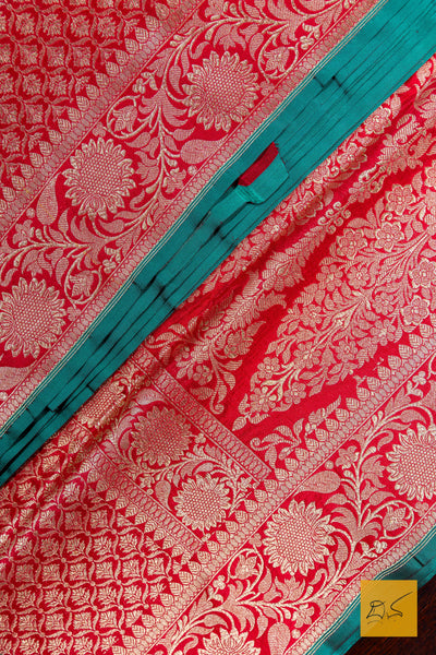 Red Brocade Banarasi Katan Silk Saree