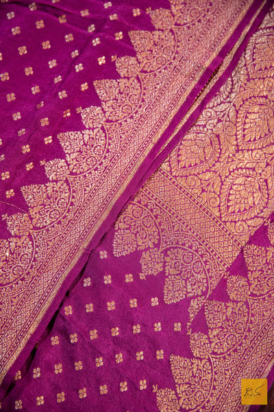 Wine Banarasi Chiffon Saree