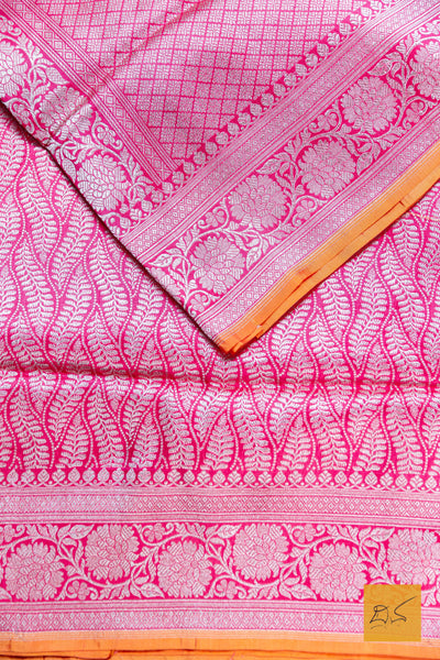 Rose Pink Brocade Banarasi Katan Silk Saree