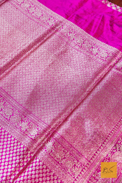 Magenta Brocade Banarasi Katan Silk Saree