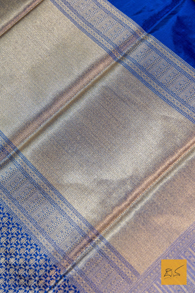 Blue Brocade Banarasi Katan Silk Saree