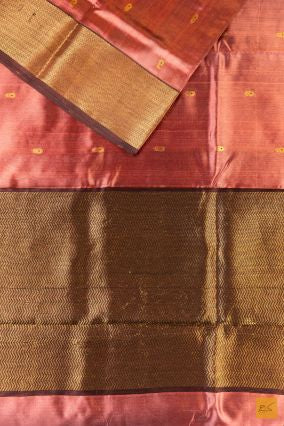 Rust Pink Chanderi Pure Silk Handwoven Saree