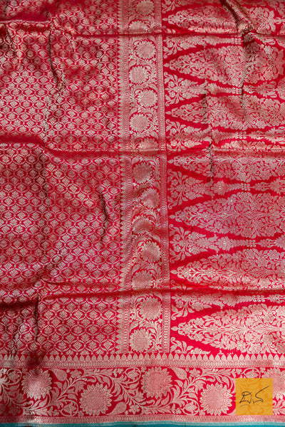 Red Brocade Banarasi Katan Silk Saree