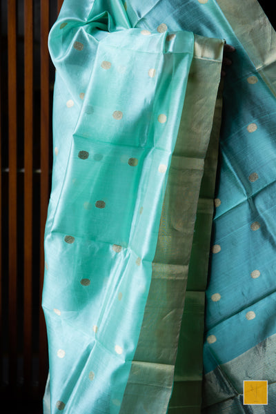 This is a beautiful Seafoam Teal chanderi silk dupatta with meenakari eknaliya buttas. Soft and easy to drape. New trend of Silk Dupatta designs, Silk Dupatta for artists, art lovers, architects, dupatta lovers, Dupatta connoisseurs, musicians, dancers, doctors, Silk Dupatta, indian dupatta images, latest dupattas with price, only dupatta images, new Silk dupatta design.