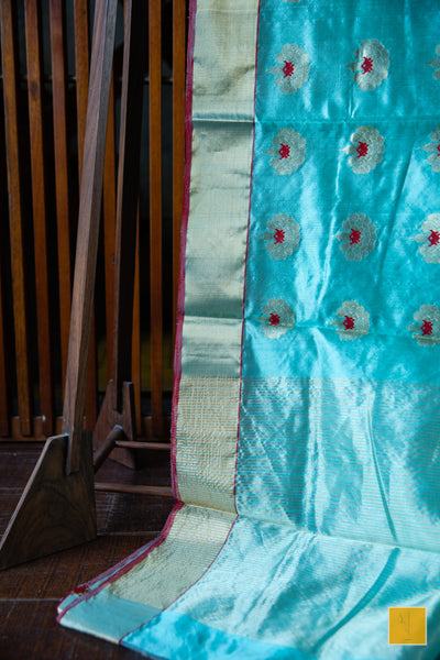 This is a gorgeous Handwoven Chanderi Silk Saree With Meenakari Buttas. New trend of Silk Saree designs, Silk Saree for artists, art lovers, architects, saree lovers, Saree connoisseurs, musicians, dancers, doctors, Silk Saree, indian saree images, latest sarees with price, only saree images, new Silk saree design.