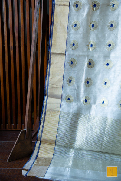 This is a gorgeous Handwoven Chanderi Silk Saree With Meenakari Buttas. New trend of Silk Saree designs, Silk Saree for artists, art lovers, architects, saree lovers, Saree connoisseurs, musicians, dancers, doctors, Silk Saree, indian saree images, latest sarees with price, only saree images, new Silk saree design.