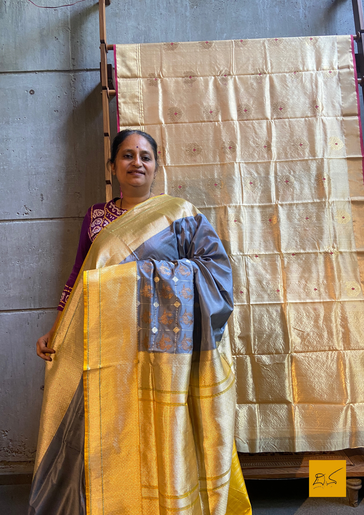 Handloom Banarasi Katan Silk Purple Bird Saree | Purple bird, Pure  products, Saree