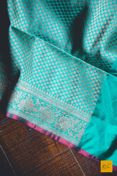 Indian wedding, handwoven saree for classical music singers, dancers, architects, saree connoiseurs, saree collectors, brides, brides maids. This is a pure katan silk saree which has a very soft drape and can be accessorised with diamonds, peals, precious stone jewellery depending on the occasion. Looks dressy with a gajra too. Traditional yet contemporary in its look.