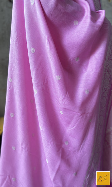 This is a gorgeous baby pink banarasi munga silk handwoven dupatta with kadhwa buttas woven in rupa zari. New trend of Silk Dupatta designs, Silk Dupatta for artists, art lovers, architects, dupatta lovers, Dupatta connoisseurs, musicians, dancers, doctors, Silk dupatta, indian dupatta images, latest dupattas with price, only dupatta images, new Silk dupatta design.