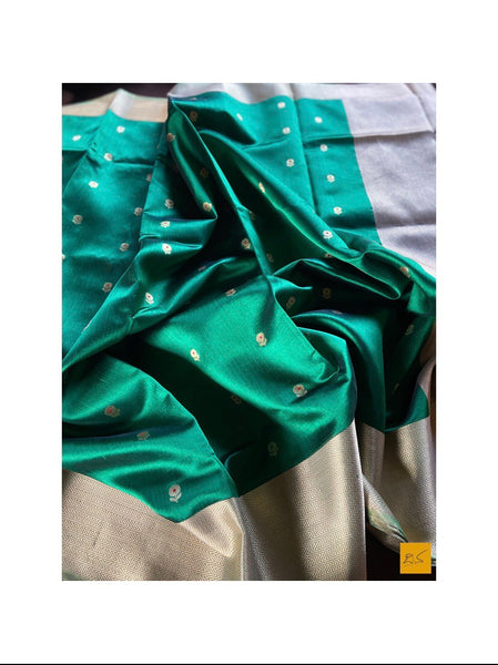 GREEN chanderi silk handwoven saree for cocktail party, informal , formal, latest design 2020, sarees designs, new trend sarees, indian sarees